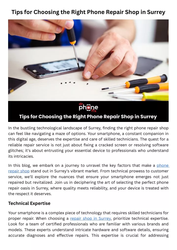 tips for choosing the right phone repair shop