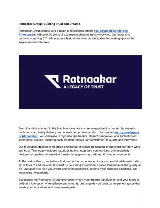 ratnaakar group building trust and dreams