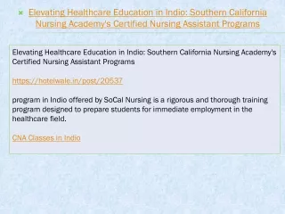 Elevating Healthcare Education in Indio Southern California Nursing Academy's Certified Nursing Assistant Programs