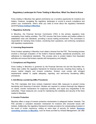 regulatory landscape for forex trading