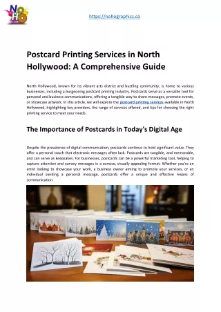 Postcard Printing Services in North Hollywood: A Comprehensive Guide