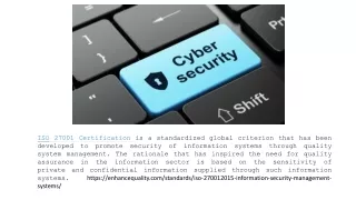 iso 27001 certification is a standardized global