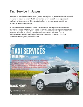 Taxi Service In Jaipur