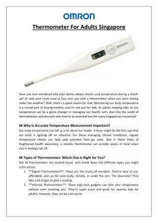 Thermometer for Adults Singapore