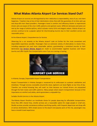 What Makes Atlanta Airport Car Services Stand Out ?
