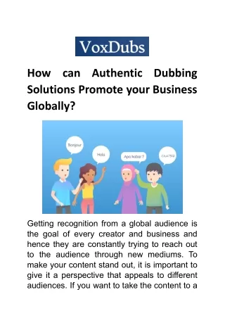 How Dubbing Helps to Boost Business Globally?