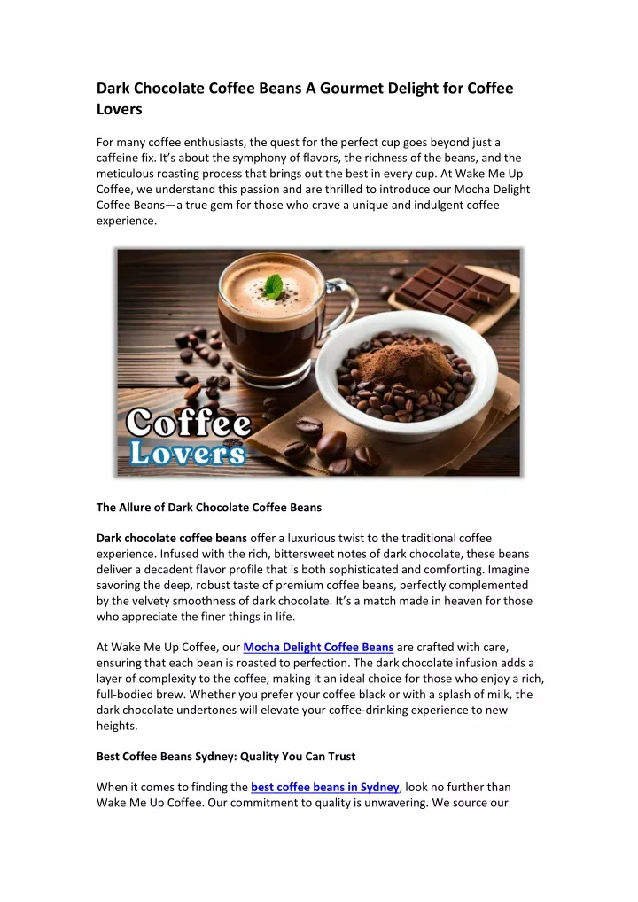 dark chocolate coffee beans a gourmet delight