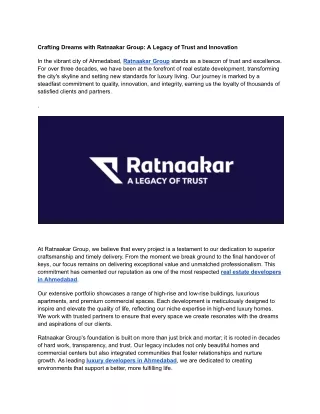 Crafting Dreams with Ratnaakar Group_ A Legacy of Trust and Innovation