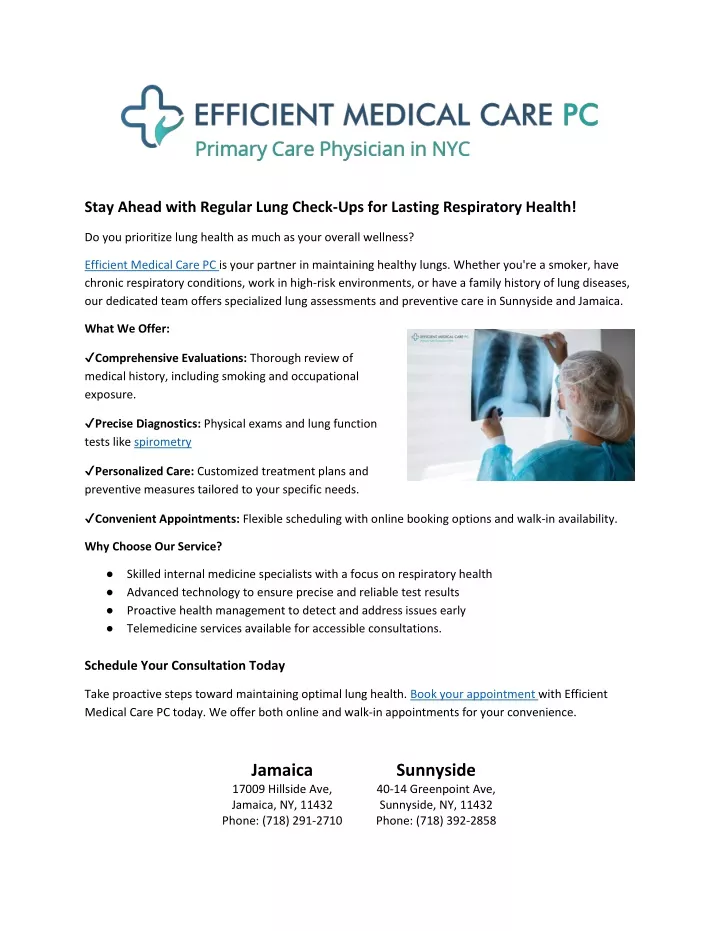 stay ahead with regular lung check