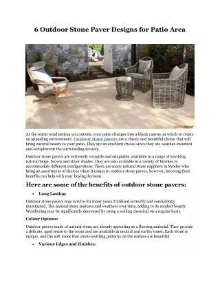 6 Outdoor Stone Paver Designs for Patio Area