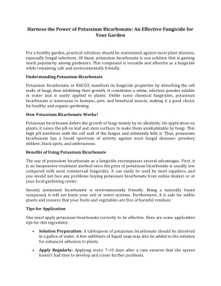 Harness the Power of Potassium Bicarbonate: An Effective Fungicide for Your Gard