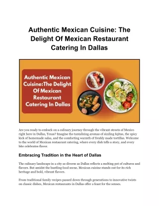 Elevate Your Event with Authentic Mexican Cuisine Catering in Dallas