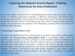 Exploring the Majestic Everest Region Trekking Adventures for Every Enthusiast