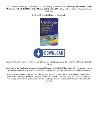 [PDF/Kindle] Book Cambridge Advanced Learner's Dictionary with CD-ROM By  Colin