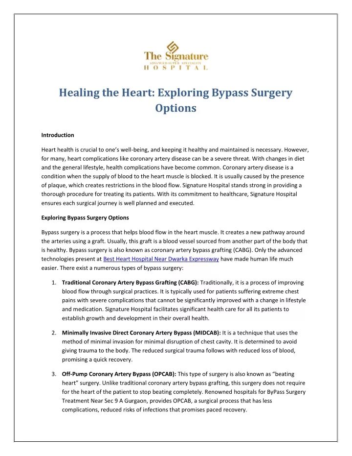 healing the heart exploring bypass surgery