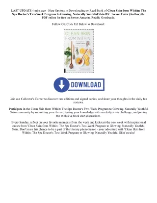 Download PDF Clean Skin from Within: The Spa Doctor's Two-Week Program to Glowin