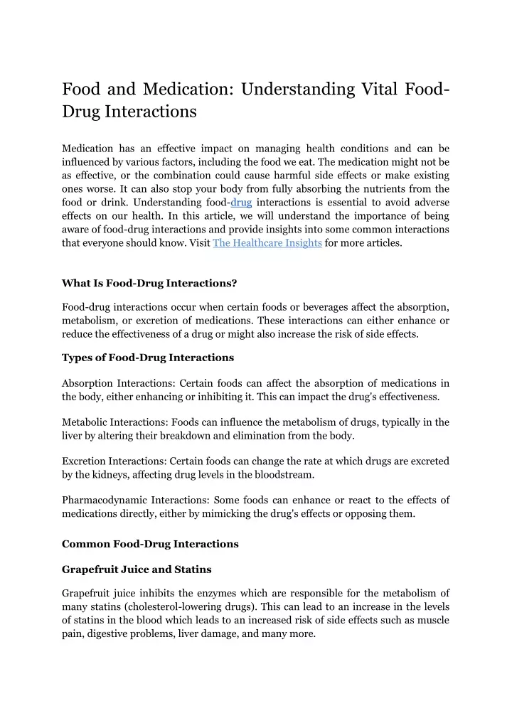 food and medication understanding vital food drug