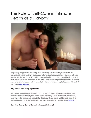 The Role of Self-Care in Intimate Health as a Playboy