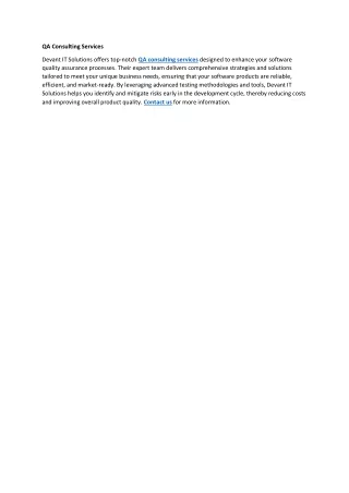 qa consulting services