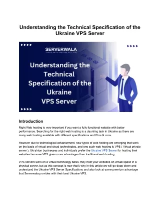 Understanding the Technical Specification of the Ukraine VPS Server