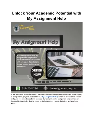 unlock your academic potential with my assignment
