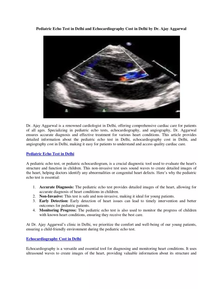 pediatric echo test in delhi and echocardiography