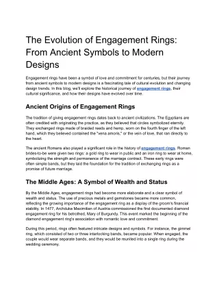 The Evolution of Engagement Rings: From Ancient Symbols to Modern Designs