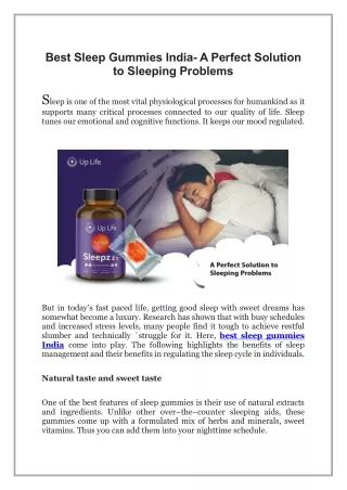 Best Sleep Gummies India - A Perfect Solution to Sleeping Problems