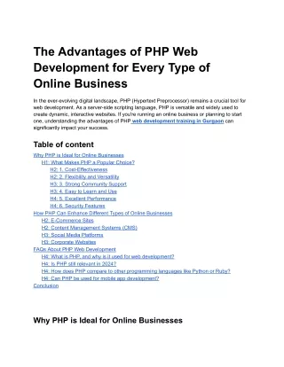THE ADVANTAGES OF PHP WEB DEVELOPMENT FOR EVERY TYPE OF ONLINE BUSINESS