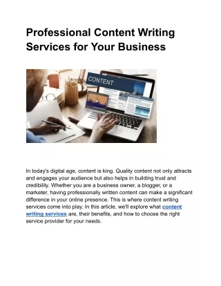 Professional Content Writing Services for Your Business