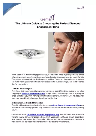 The Ultimate Guide to Choosing the Perfect Diamond Engagement Ring