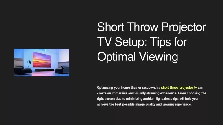 short throw projector tv setup tips for optimal