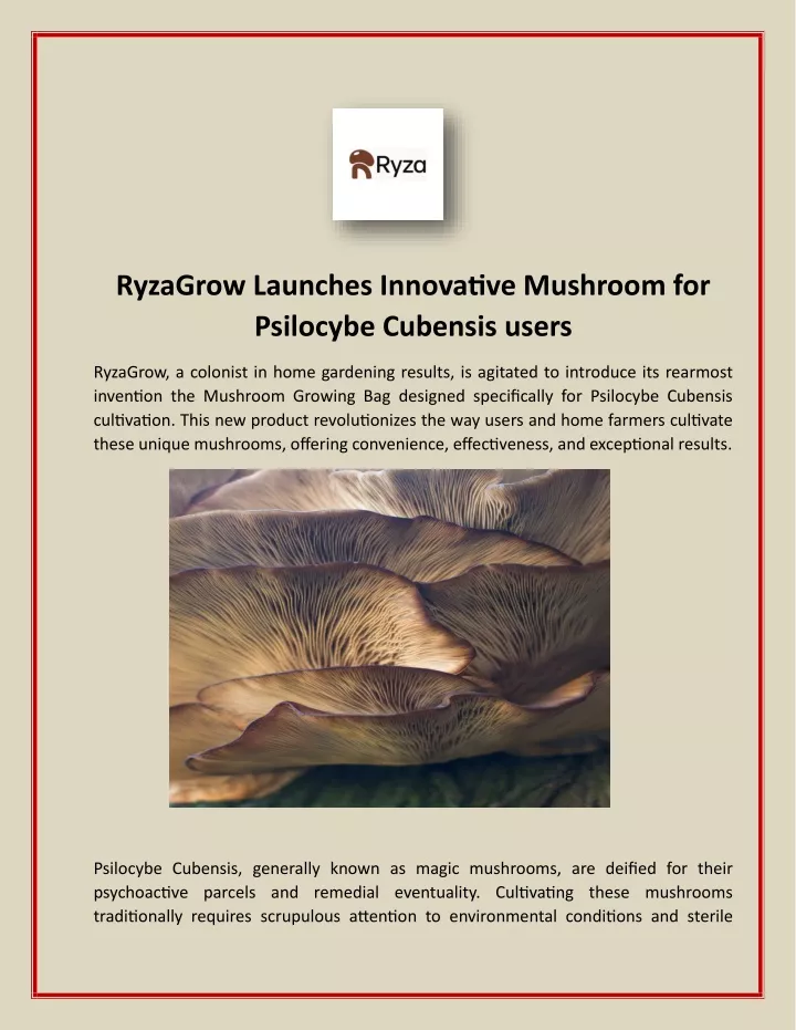 ryzagrow launches innovative mushroom