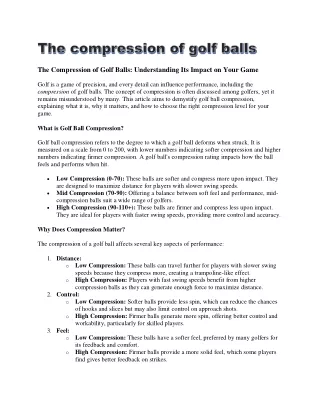 the compression of golf balls understanding