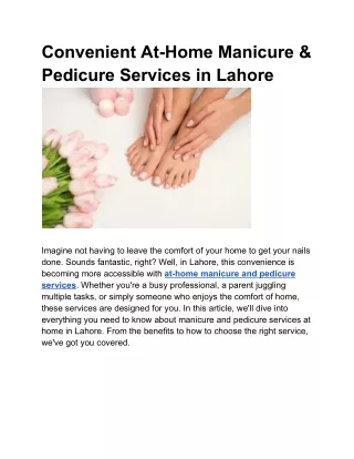 Convenient At-Home Manicure & Pedicure Services in Lahore
