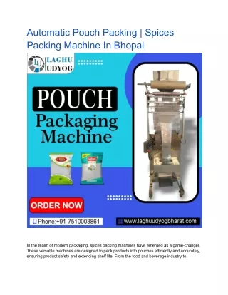 Pouch Packing, Spices Packing Machine In Bhopal
