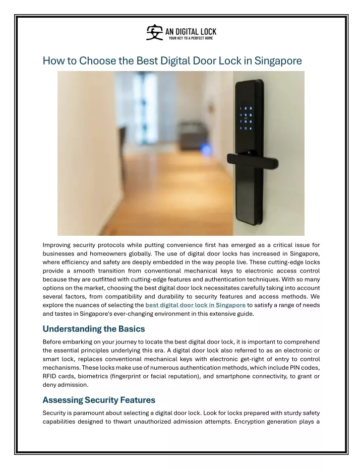 how to choose the best digital door lock