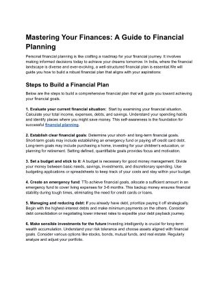 Mastering Your Finances_ A Guide to Financial Planning