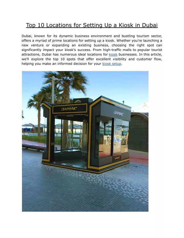 top 10 locations for setting up a kiosk in dubai