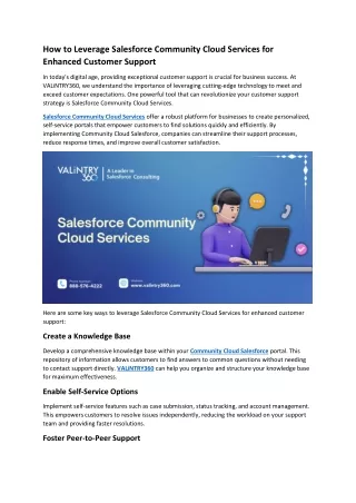 How to Leverage Salesforce Community Cloud Services for Enhanced Customer Support