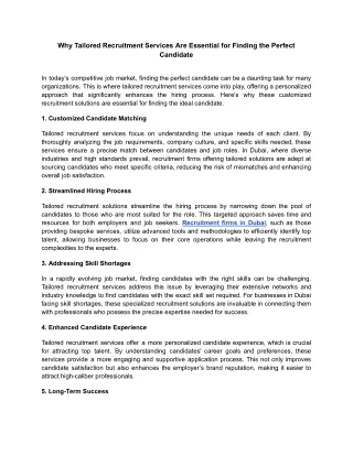 why tailored recruitment services are essential