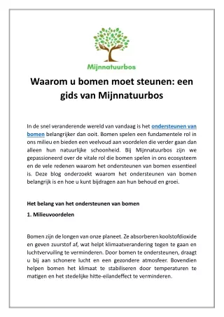 Waarom u bomen moet steunen: een  gids van Mijnnatuurbos