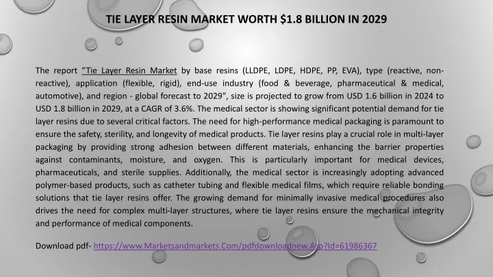 tie layer resin market worth 1 8 billion in 2029