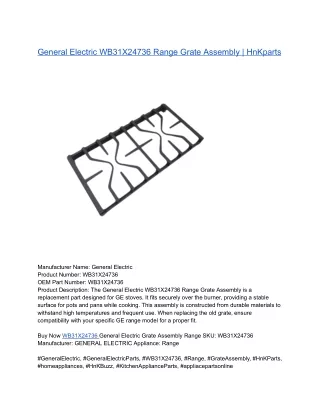 General Electric WB31X24736 Range Grate Assembly _ HnKparts