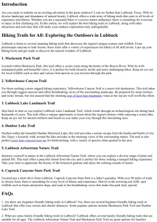 Hiking Trails for All: Exploring the Outdoors in Lubbock