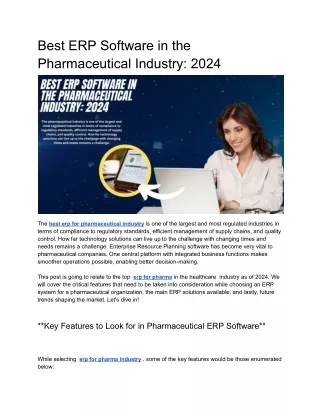 Best ERP Software in the Pharmaceutical Industry 2024