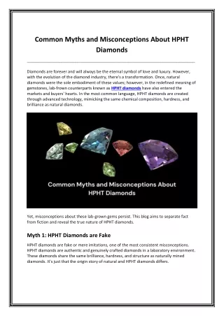 Common Myths and Misconceptions About HPHT Diamonds