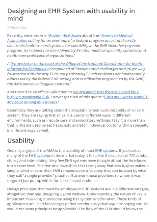 Designing an EHR System with usability in mind