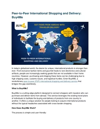 Peer-to-Peer International Shopping and Delivery Buy4Me