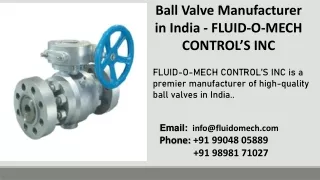 Ball Valve Manufacturer in India - FLUID-O-MECH CONTROL’S INC